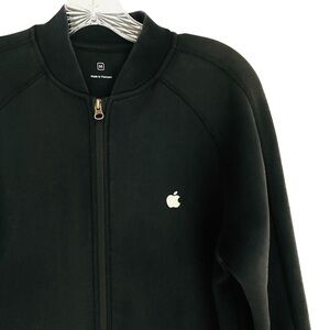 Unisex Apple store Employee Full Zip Black Cotton Blend Material Bomber Jacket